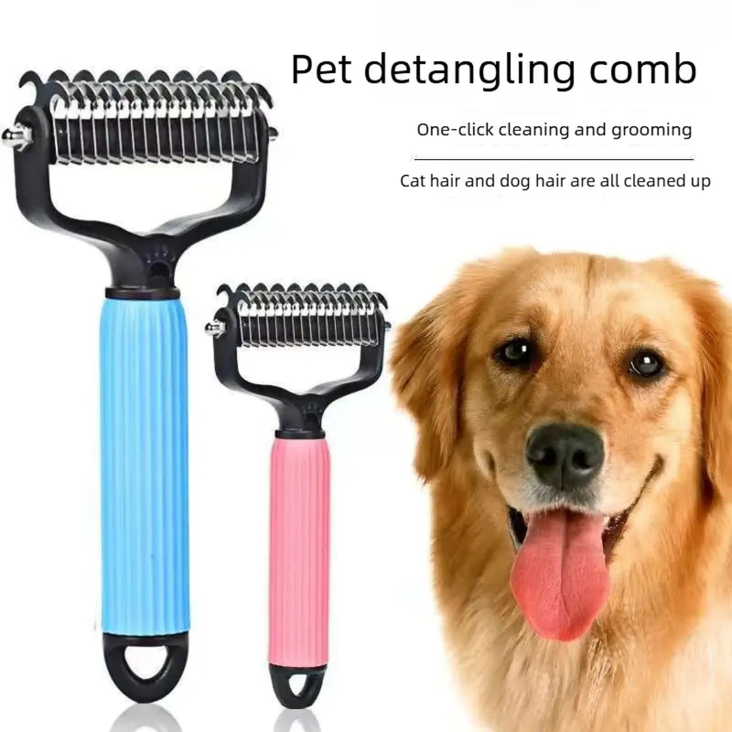 Ultimate Pet Grooming Tool - Double-Sided Detangling Comb for Dogs, Stainless Steel Design for Effective Shedding & Matted Hair Removal, Essential Coat Care Supplies