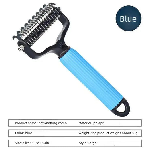 Ultimate Pet Grooming Tool - Double-Sided Detangling Comb for Dogs, Stainless Steel Design for Effective Shedding & Matted Hair Removal, Essential Coat Care Supplies