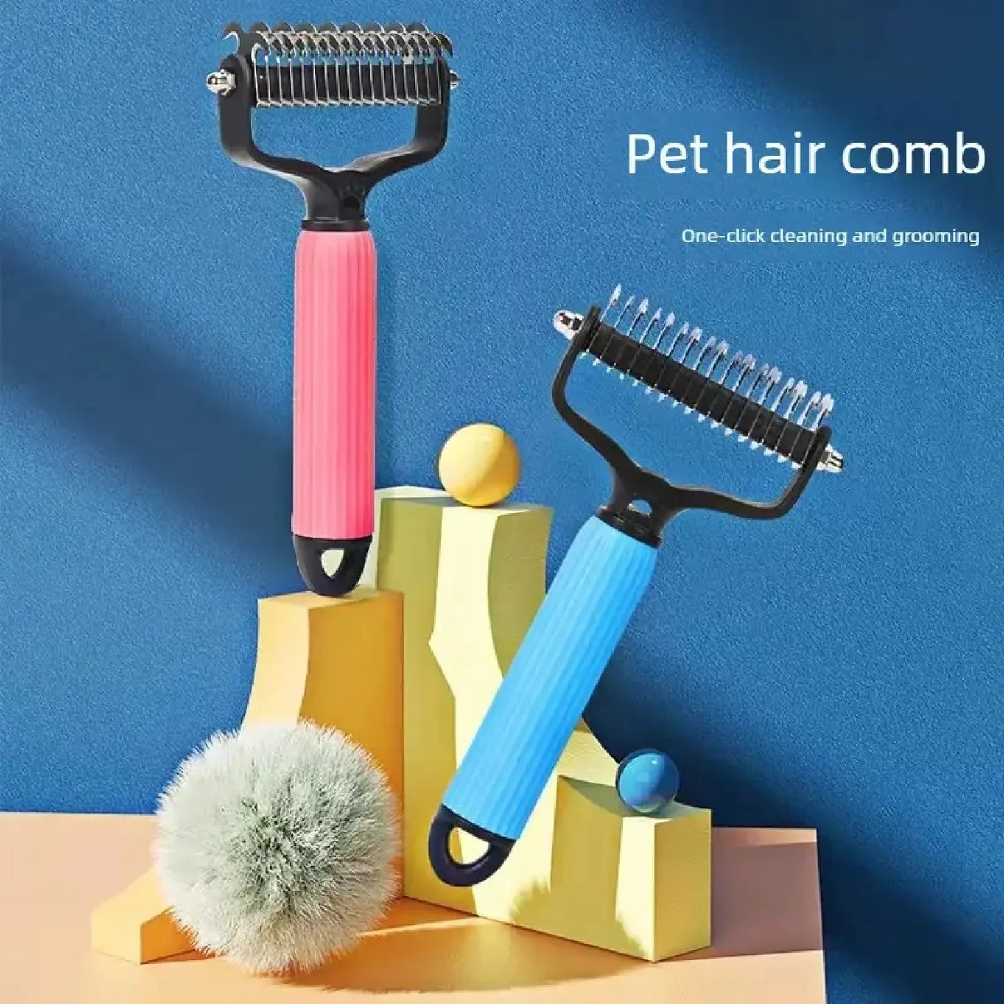 Ultimate Pet Grooming Tool - Double-Sided Detangling Comb for Dogs, Stainless Steel Design for Effective Shedding & Matted Hair Removal, Essential Coat Care Supplies