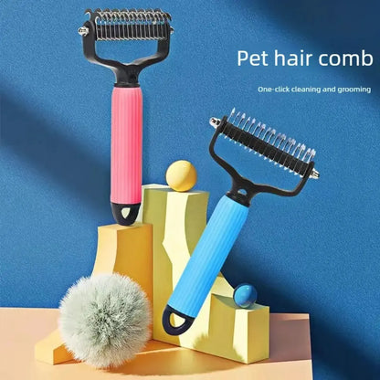 Ultimate Pet Grooming Tool - Double-Sided Detangling Comb for Dogs, Stainless Steel Design for Effective Shedding & Matted Hair Removal, Essential Coat Care Supplies