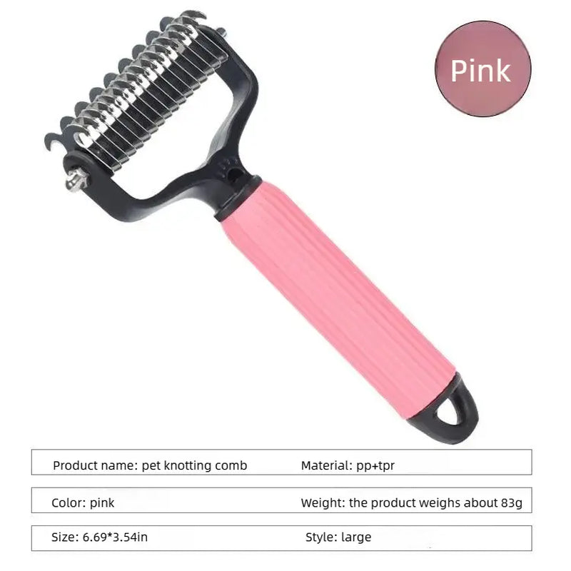 Ultimate Pet Grooming Tool - Double-Sided Detangling Comb for Dogs, Stainless Steel Design for Effective Shedding & Matted Hair Removal, Essential Coat Care Supplies